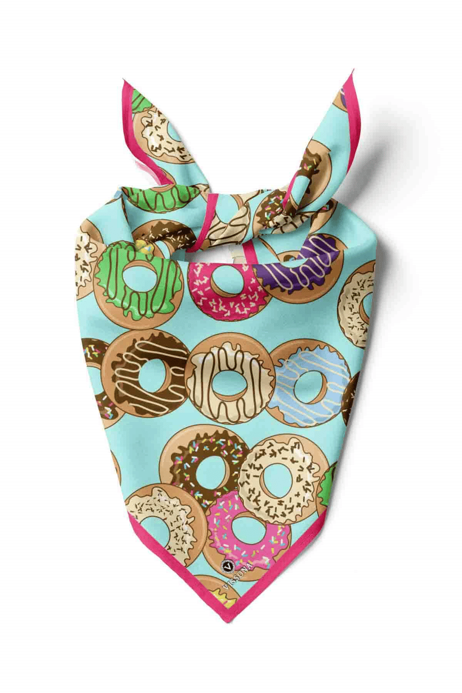 100% Silk Headscarf for Women - 22''x 22'' inch Hair Scarf Donut Pattern Silk Headscarf Bandanas Square Silk