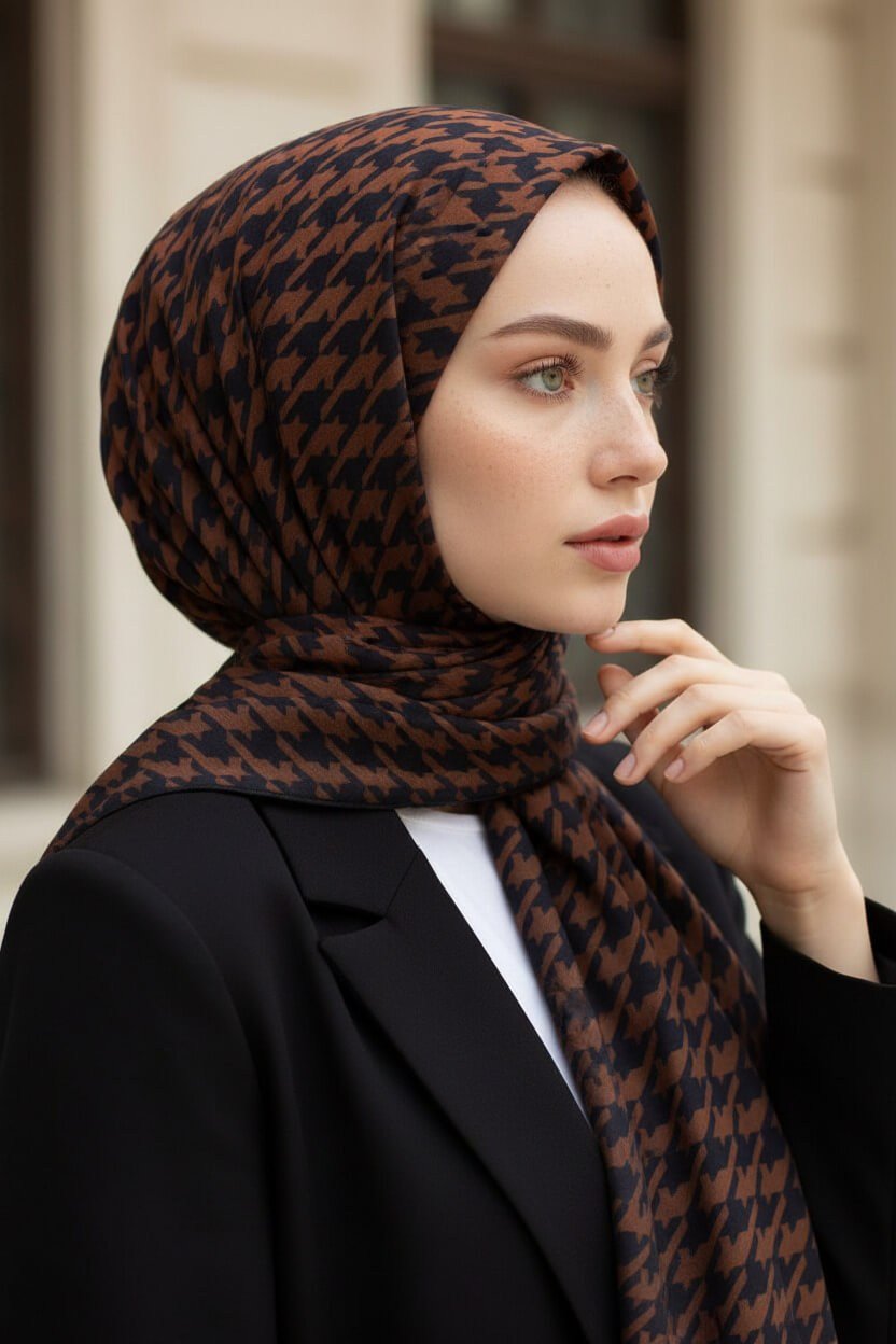 KREP KAZAYAĞI DESENLİ TABA RENKLİ 75X195 KIRIŞMAZ ŞAL