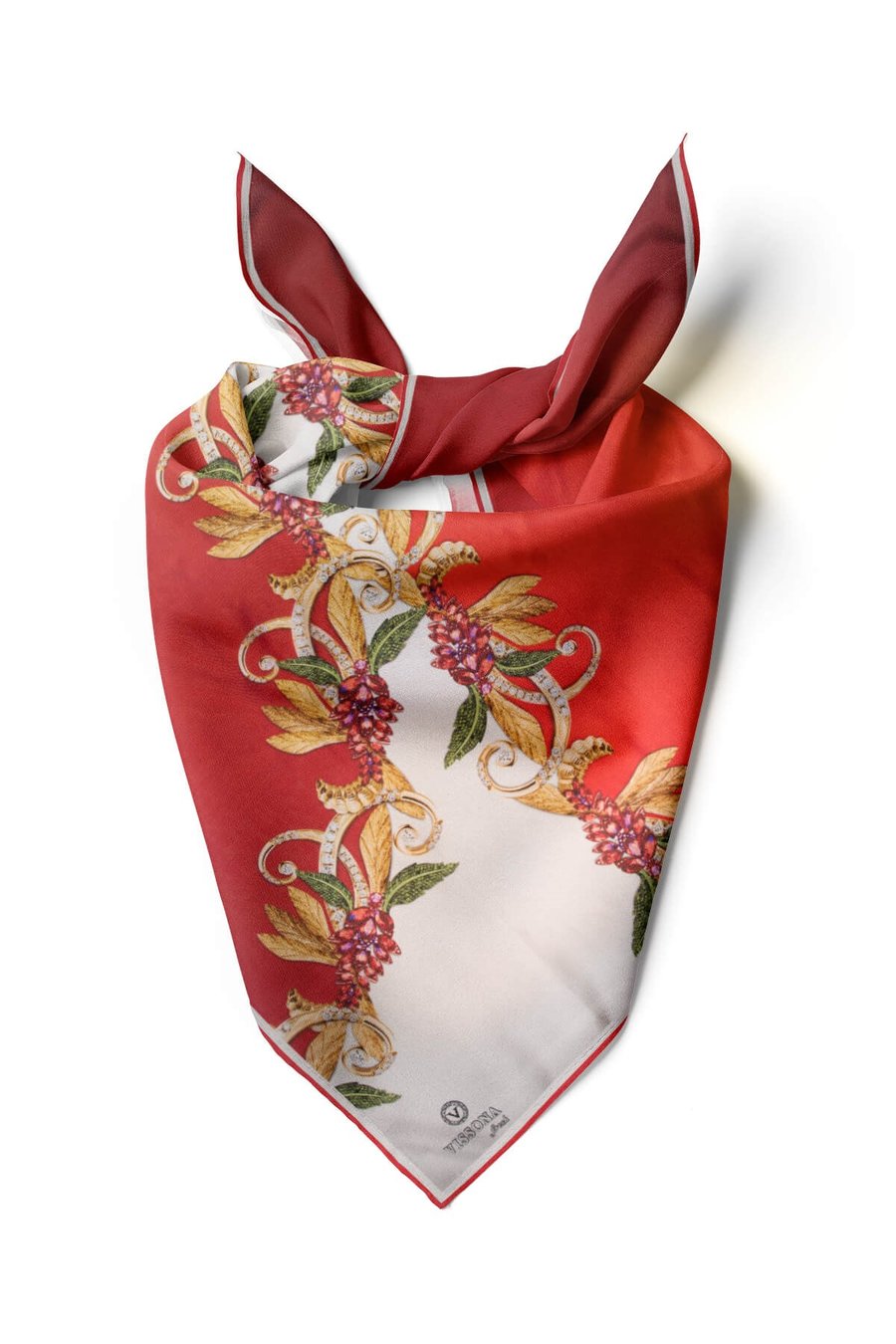%100 İpek Kadın Desenli Bandana 80x80