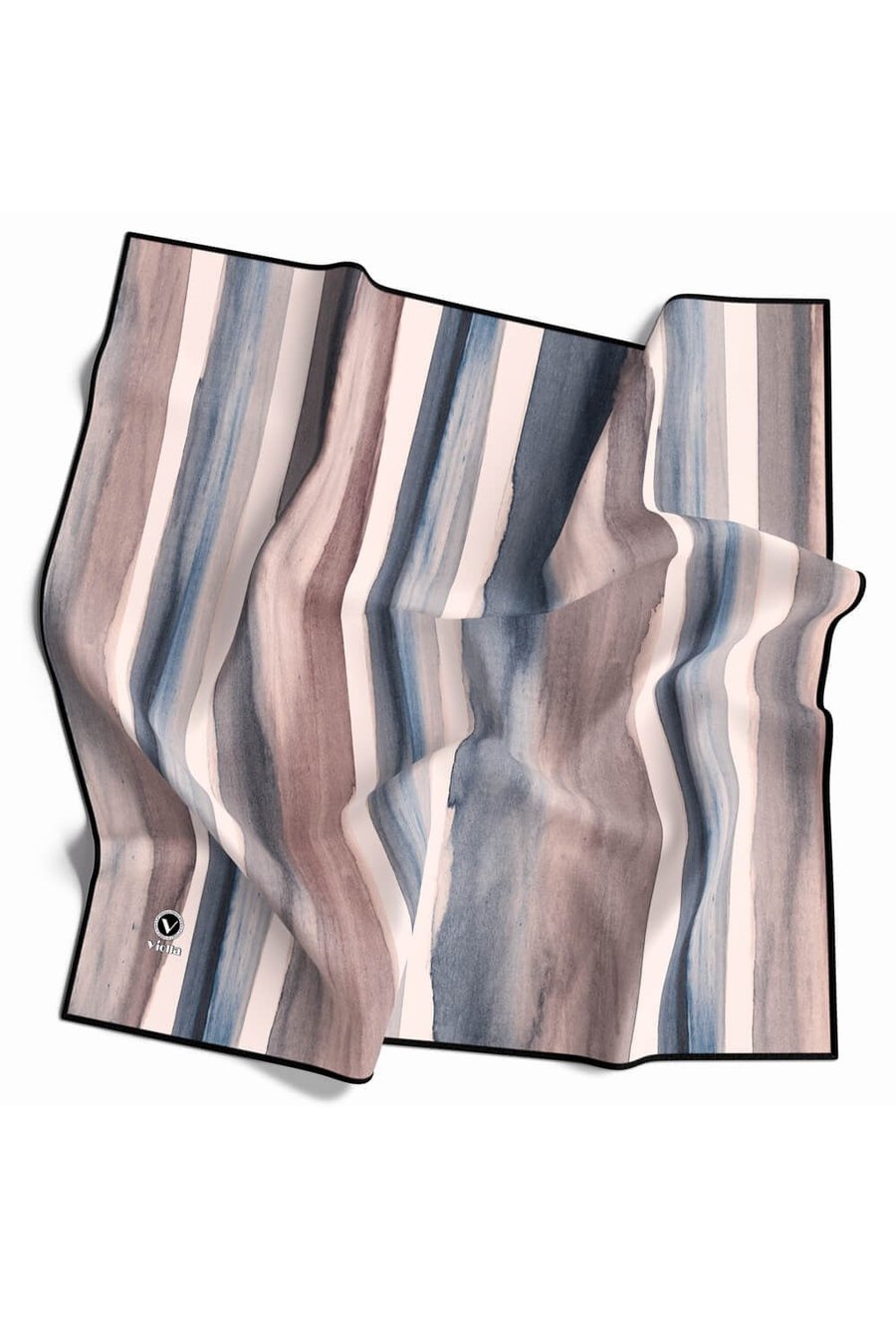 Twill Suluboya Çizgi Desenli Vizon Renkli 90x90 Eşarp (İpek İçermez) Kenar Dikiş Şekli El Dikişli