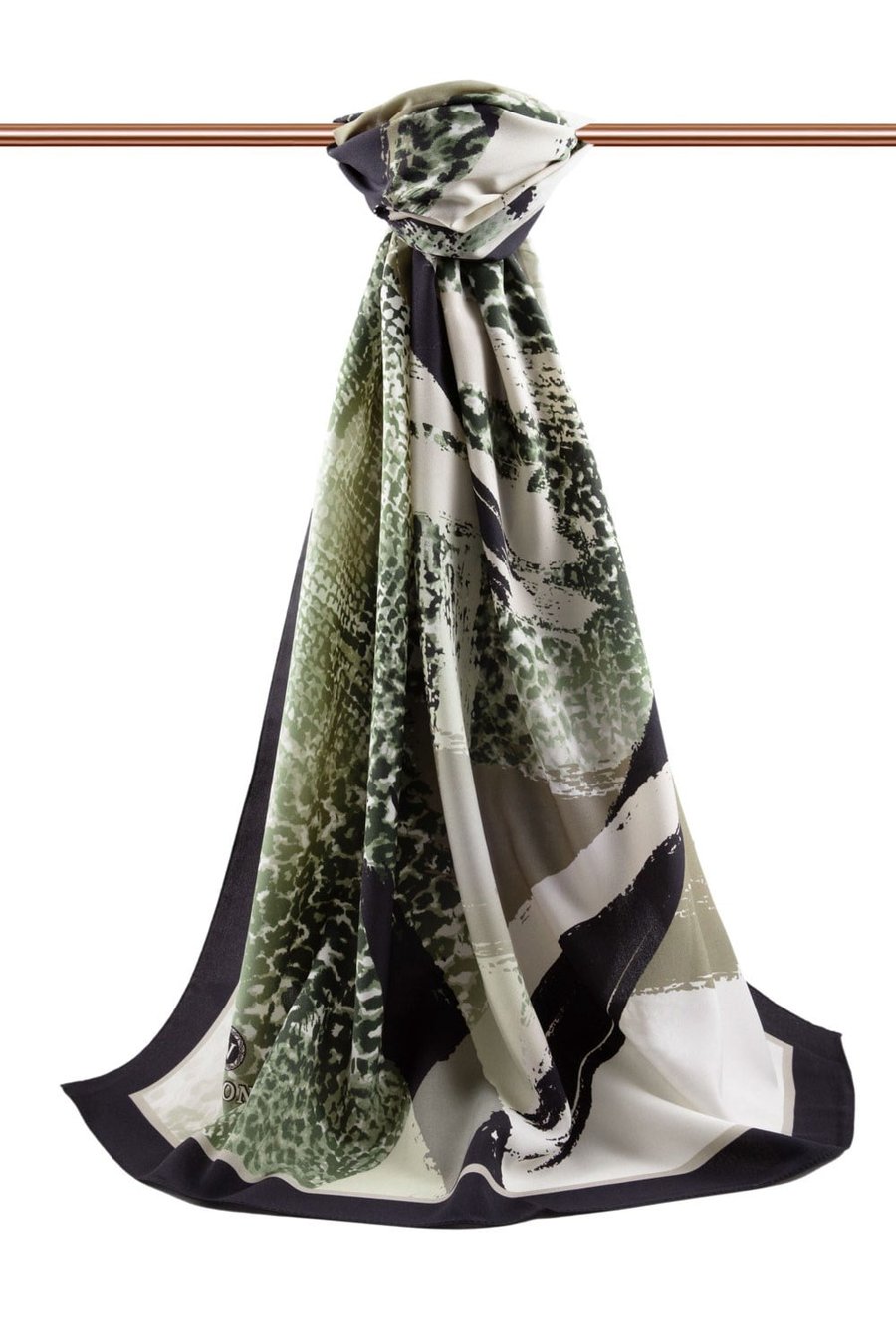 KREP LEOPAR DESENLİ KREM - HAKİ YEŞİLİ RENKLİ 75X195 KIRIŞMAZ ŞAL