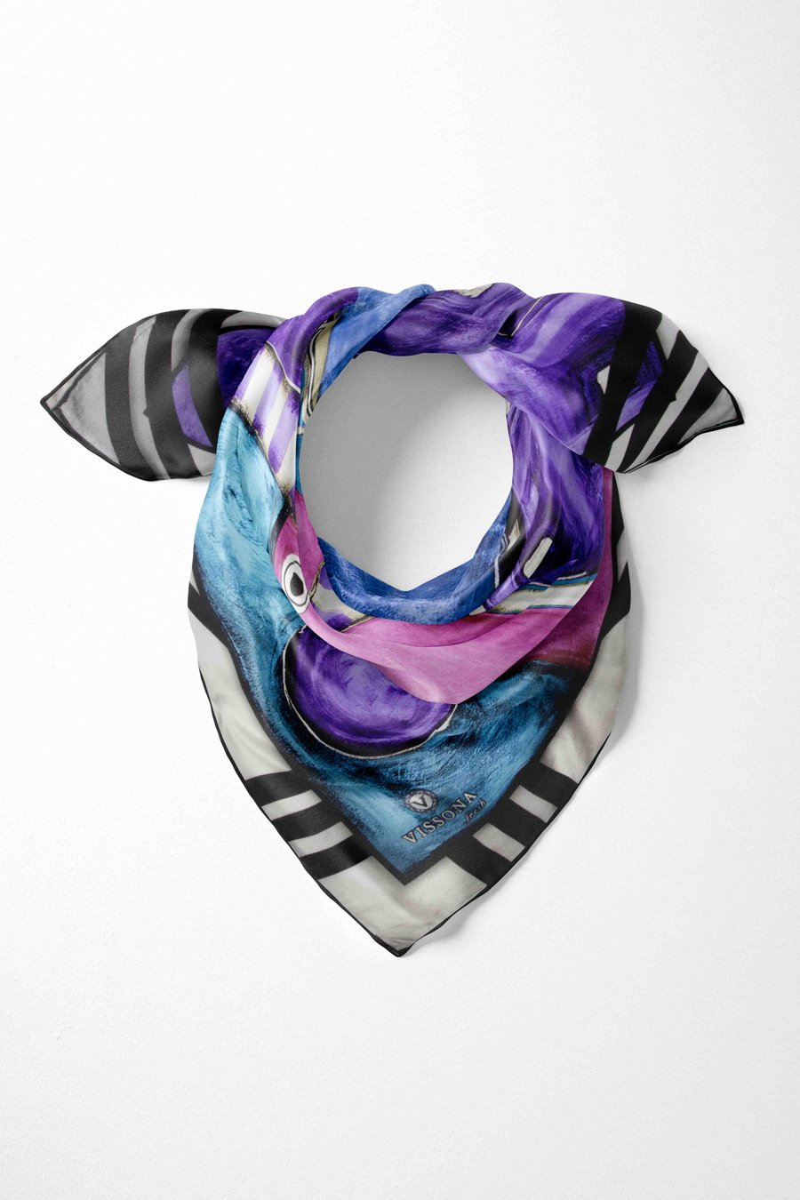 %100 İpek Kadın Desenli Bandana 80x80