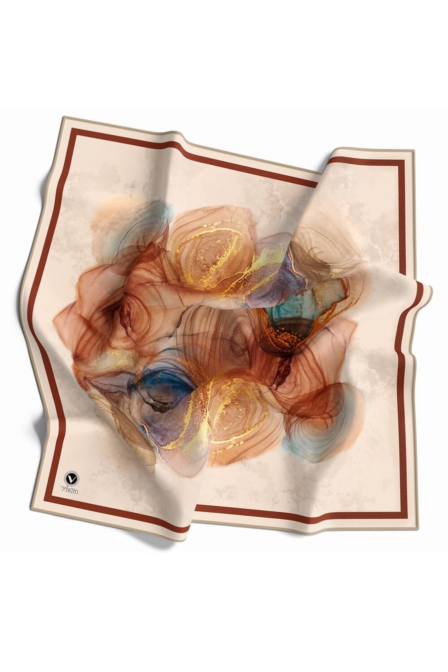 Twill Helezon Batik Desenli Taba Renkli 90x90 Eşarp (İpek İçermez) Dikim Şekli : El Dikişi