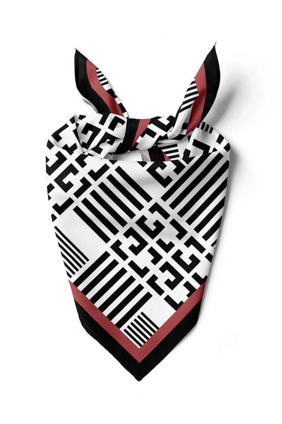 Violla Kadın Siyah Beyaz Geometrik Desenli 50x50 Bandana HYL DG01510-22