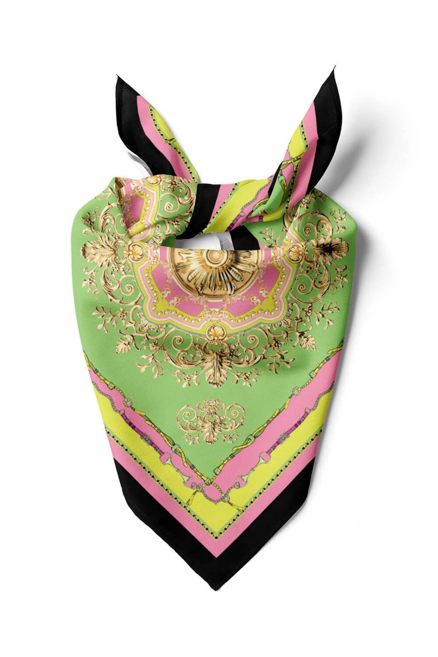 Violla Z95 Kadın Su Yeşili Açık Mor Hope Desenli 50x50 Bandana