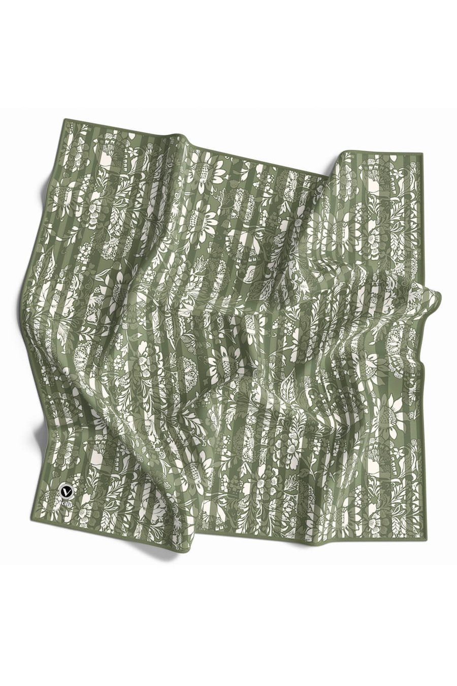 Twill Batik Şal Desenli Haki Renkli 90x90 Eşarp (İpek İçermez) Kenar Dikiş Şekli El Dikişli