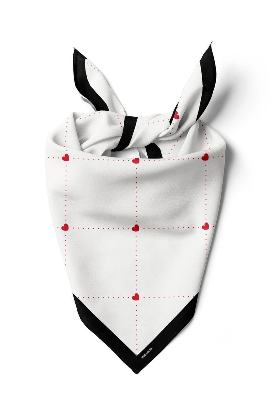 Violla A50 Kadın Kare Kalp Desenli Bandana 50x50 DG0268-22