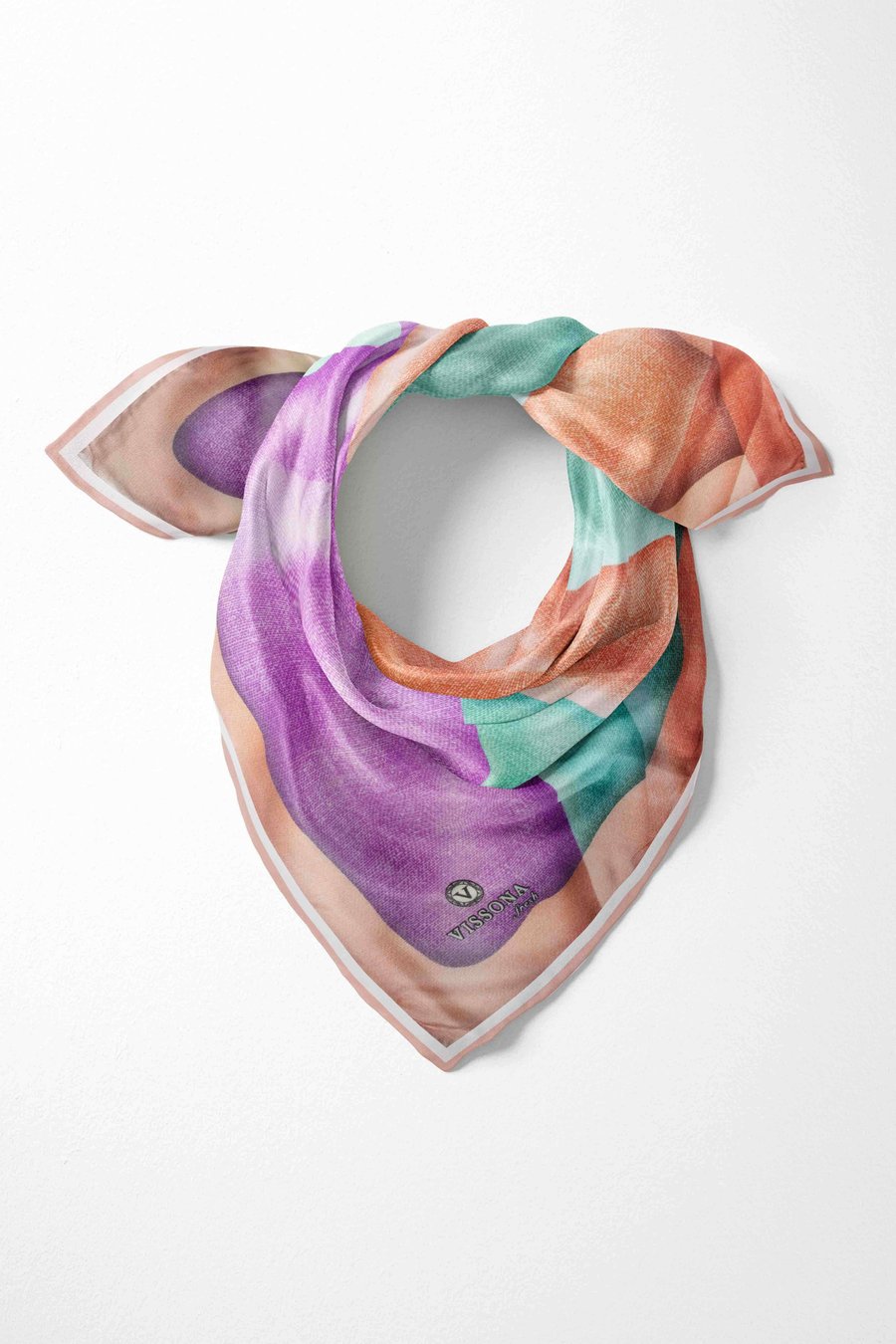 %100 İpek Kadın Desenli Bandana 80x80
