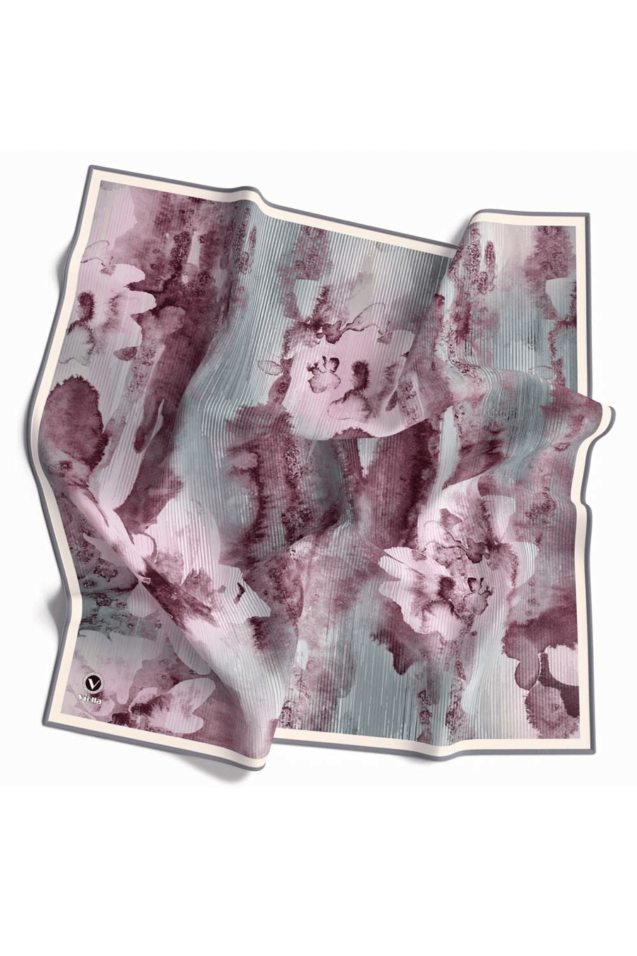 Twill Batik Desenli Buz Mavisi Renkli 90x90 Eşarp (İpek İçermez) Dikim Şekli : El Dikişi