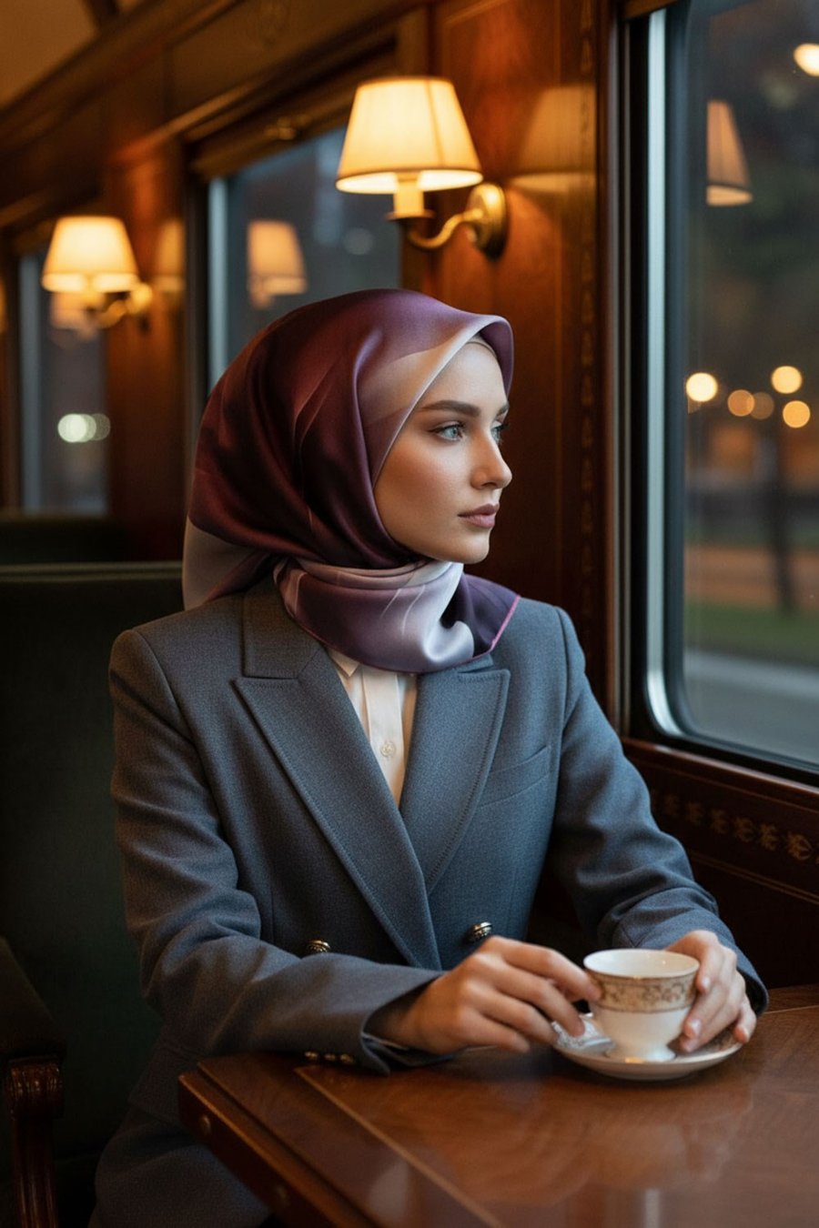 %100 Twill İpek Degrade Duman Gri - Pudra Renkli 90x90 Eşarp Dikim Şekli : El Dikişi
