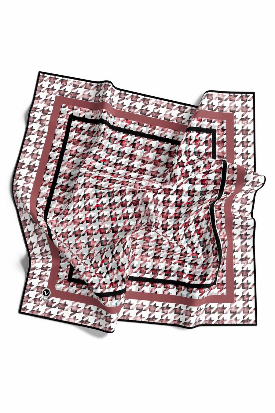 Twill Kazayağı Desenli Gül Kurusu Renkli 90x90 Eşarp (İpek İçermez) Kenar Dikiş Şekli El Dikişli