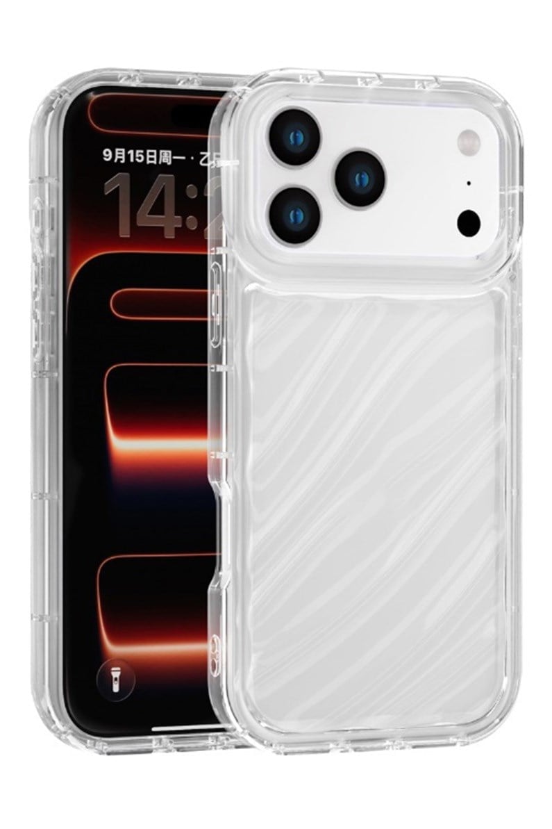iPhone 17 Pro Max Kılıf – Kabartmalı Parlak Desenli Darbe Emici Silikon Telefon Kılıfı