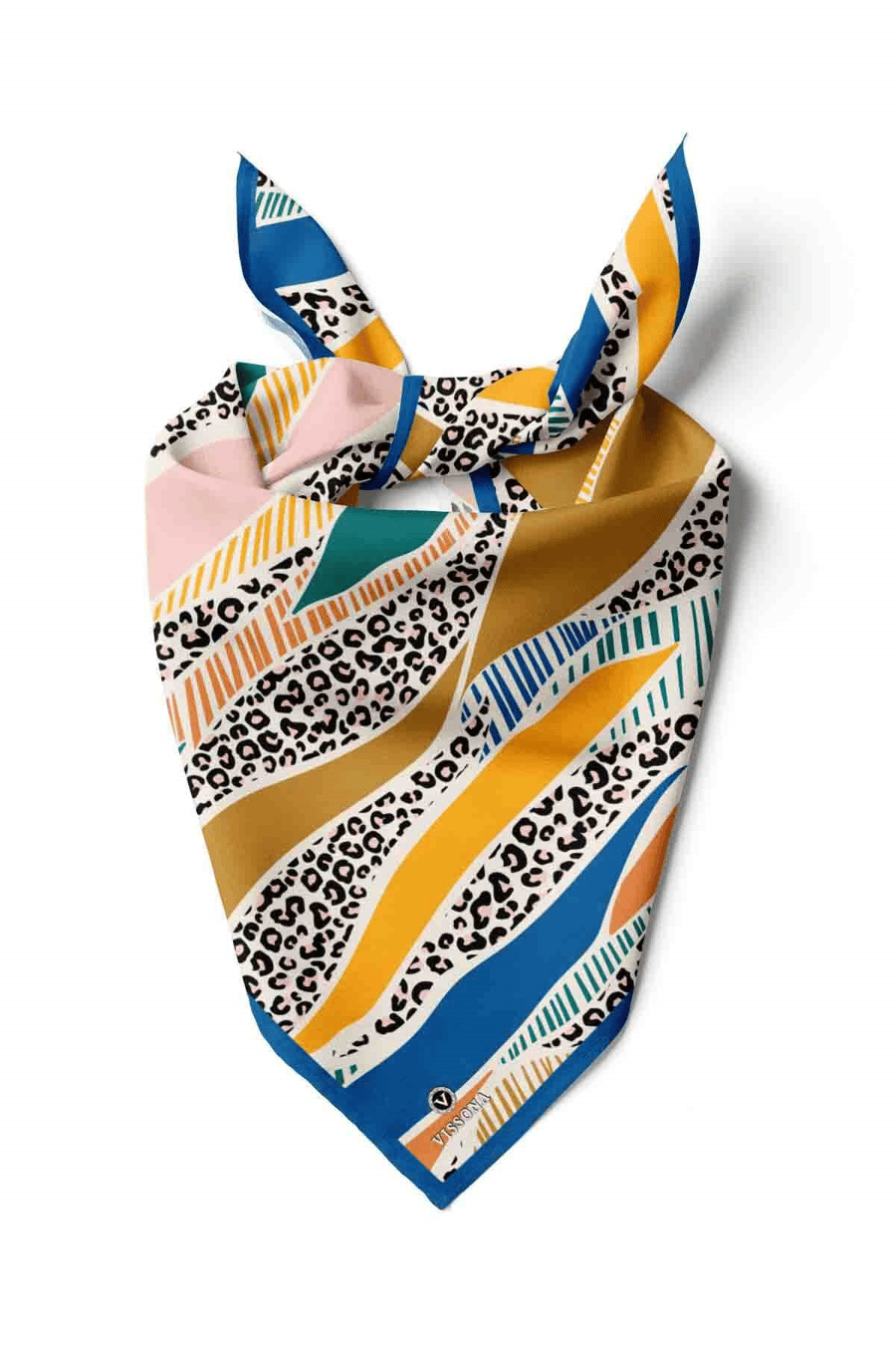 100% Silk Headscarf for Women - 22''x 22'' inch Hair Scarf Leopard Pattern Silk Headscarf Bandanas Square Silk 60369