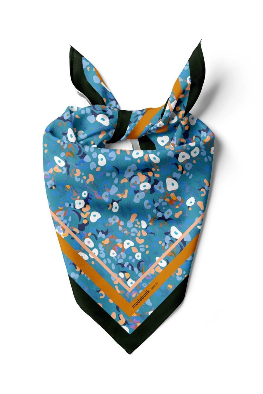 Violla B112 Kadın Mavi Game Desenli 50x50 Bandana