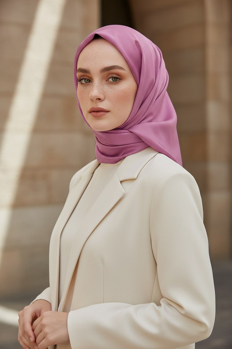 Viskon Twill İpek Eşarp 90x90 Pembe Düz Renk Az Hatalı El Dikişli Kadın Eşarp
