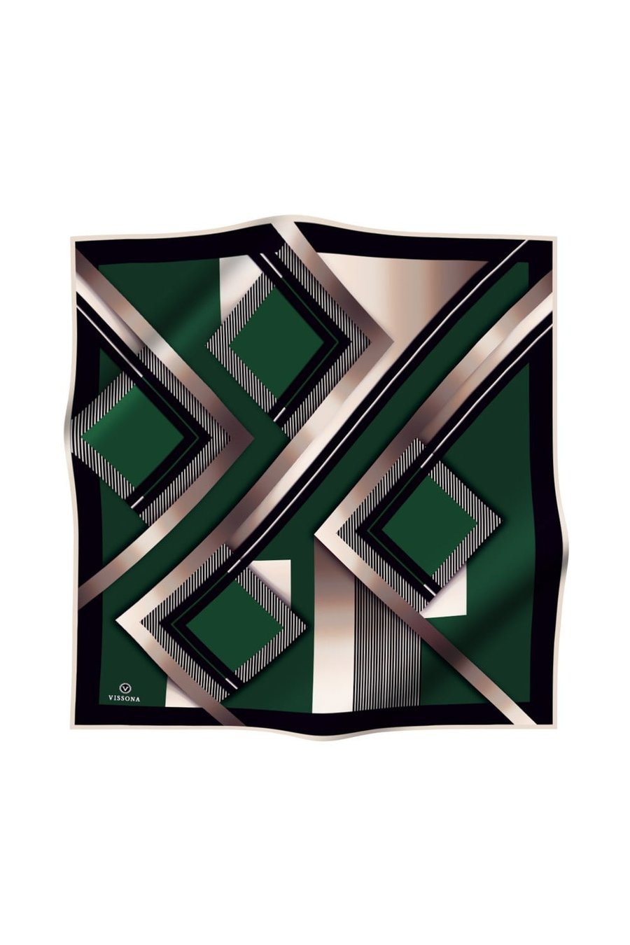 %100 Twill İpek Zebra Desenli Zümrüt Yeşili - Siyah Renkli 90x90 Eşarp Dikim Şekli : El Dikişi