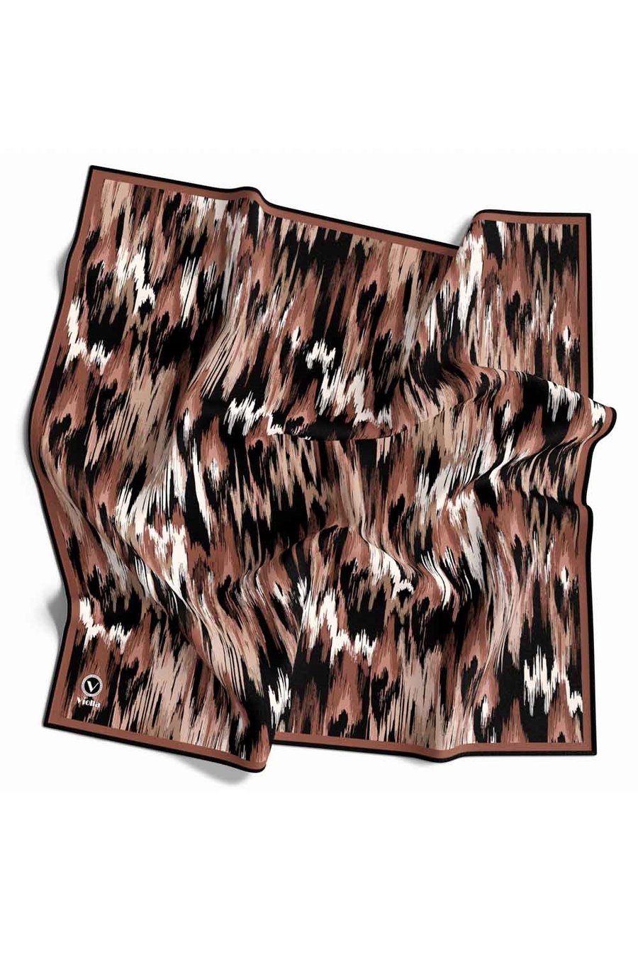 Twill Fırça Desenli Bakır Renkli 90x90 Eşarp (İpek İçermez) Kenar Dikiş Şekli El Dikişli