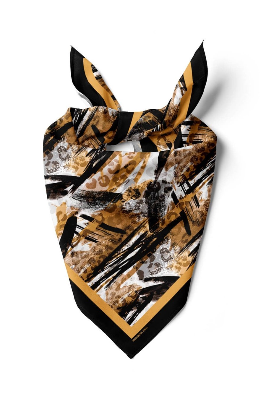 Violla Kadın Kahve Siyah Leopar Desenli 50x50 Bandana
