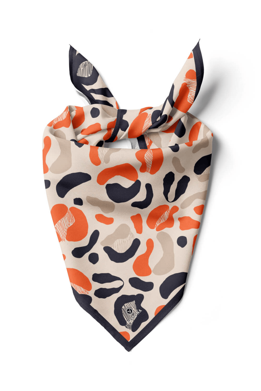 Saten İpek Leopar Desenli Kadın Bandana