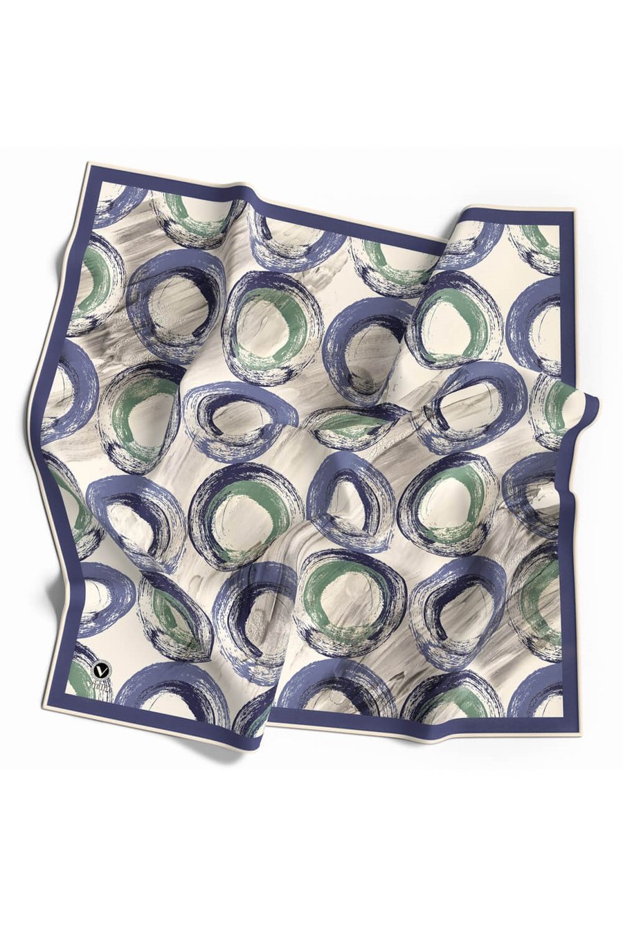 Kristal Geometrik Fırça Darbesi Desenli Bebe Mavisi Renkli 90x90 Eşarp (İpek İçermez) Kenar Dikiş Şekli El Dikişli