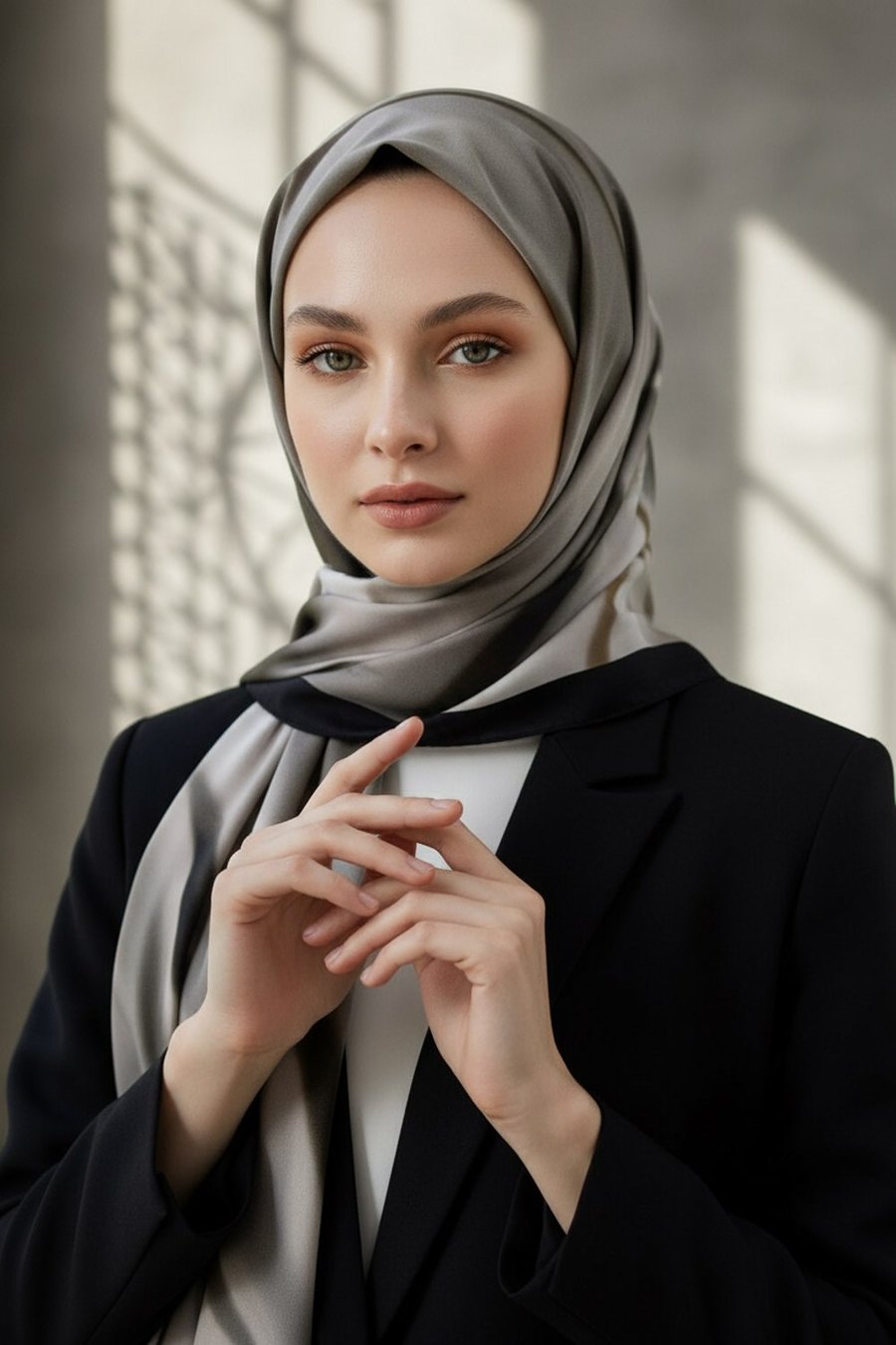 KREP DALGA DESENLİ KREM - BEJ RENKLİ 75X195 KIRIŞMAZ EŞARP
