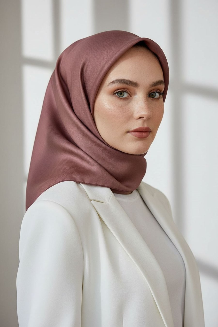 %100 Twill İpek Düz Gül Kurusu Renkli Daha Tok Exclusive Serisi 90x90 Eşarp Dikim Şekli : El Dikişi