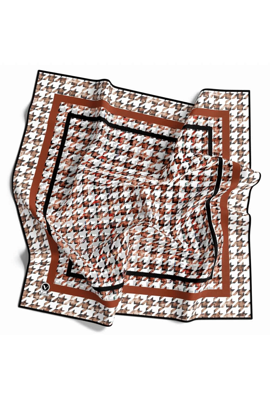 Twill Kazayağı Desenli Taba Renkli 90x90 Eşarp (İpek İçermez) Kenar Dikiş Şekli El Dikişli