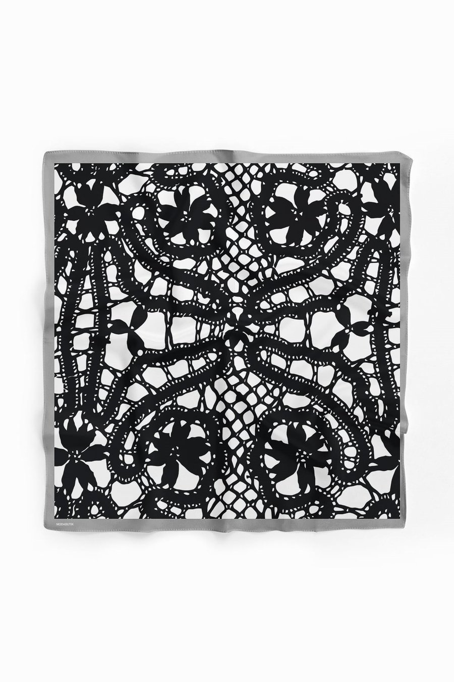Violla F4 Kadın Zincir Desenli Bandana 50x50 Siyah Beyaz DG0101-22