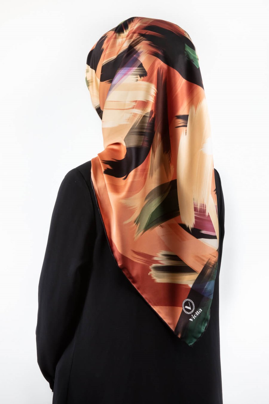 Twill Fırça Desenli Bakır Renkli 90x90 Eşarp (İpek İçermez) Kenar Dikiş Şekli El Dikişli