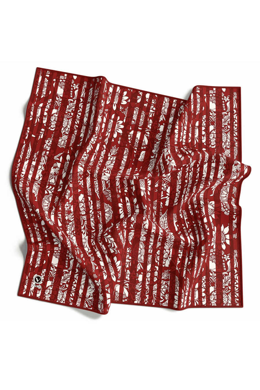 Twill Batik Şal Desenli Bordo Renkli 90x90 Eşarp (İpek İçermez) Kenar Dikiş Şekli El Dikişli
