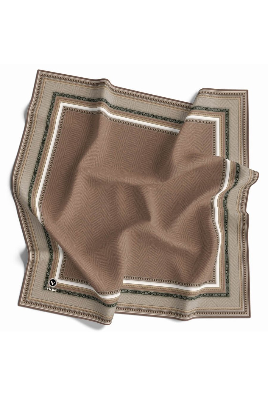 Twill Bordür Desenli Bakır Renkli 90x90 Eşarp (İpek İçermez) Kenar Dikiş Şekli El Dikişli