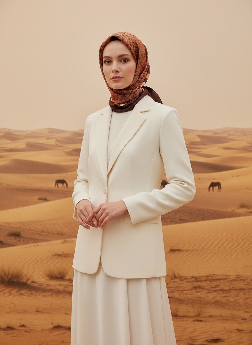 %100 Twill İpek Degrade Desenli Siyah - Taba Renkli 90x90 Eşarp Dikim Şekli : El Dikişi