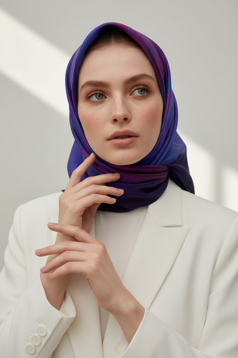 %100 Twill İpek Gül Desenli Kırmızı - Lacivert Renkli 90x90 Eşarp Dikim Şekli : El Dikişi