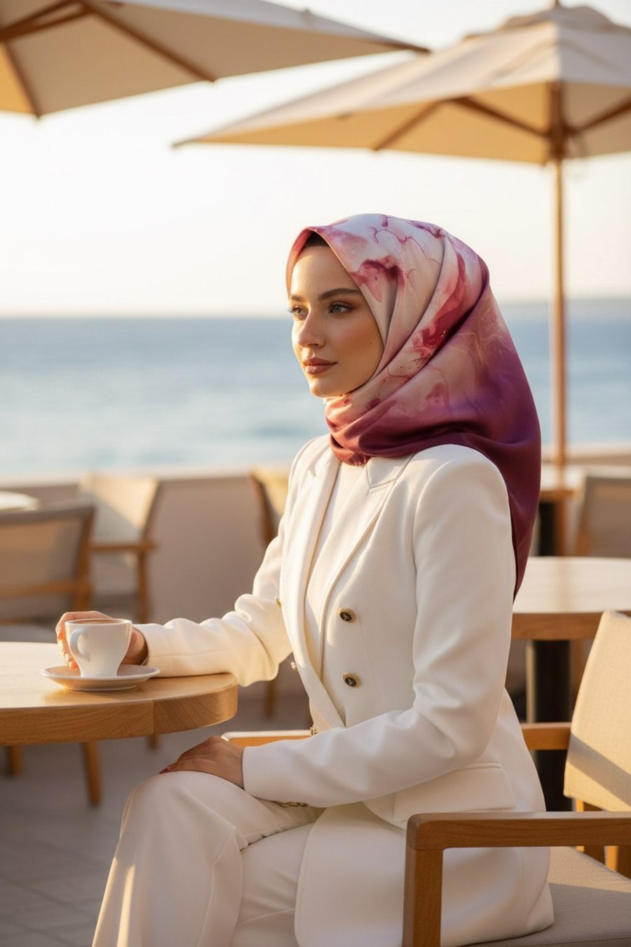%100 Twill İpek Duman Desenli Bej - Bordo Renkli Renkli 90x90 Eşarp Dikim Şekli : El Dikişi