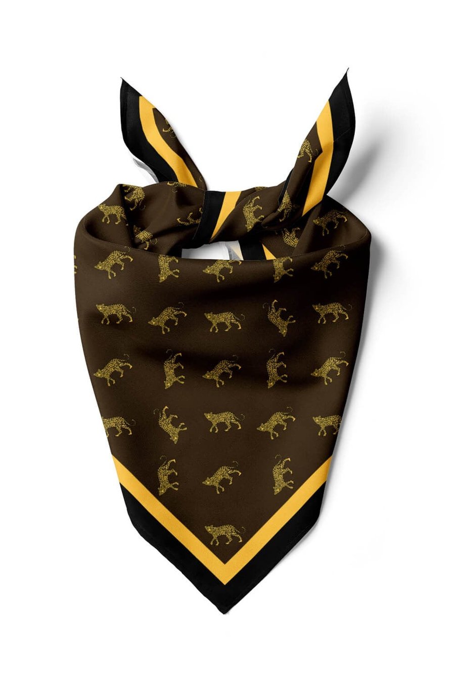Violla A27 Kadın Kahverengi Hardal Leo Desenli 50x50 Bandana HYL DG0948-22