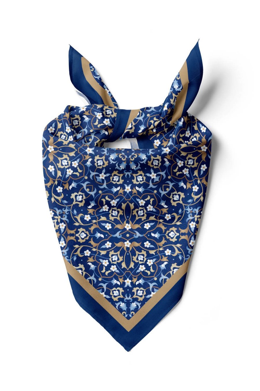 Violla C36 Kadın Lacivert Dairesel Çiçek Desenli 50x50 Bandana HYL DG0623-22