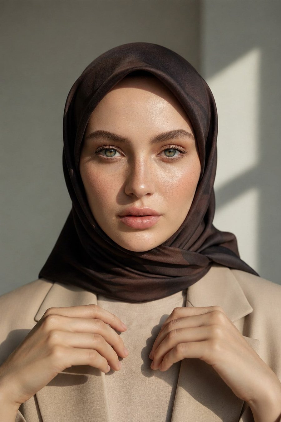 100% Twill İpek Çiçek Desenli Kahverengi Renkli 90x90 Dikim Şekli : El Dikişi Eşarp