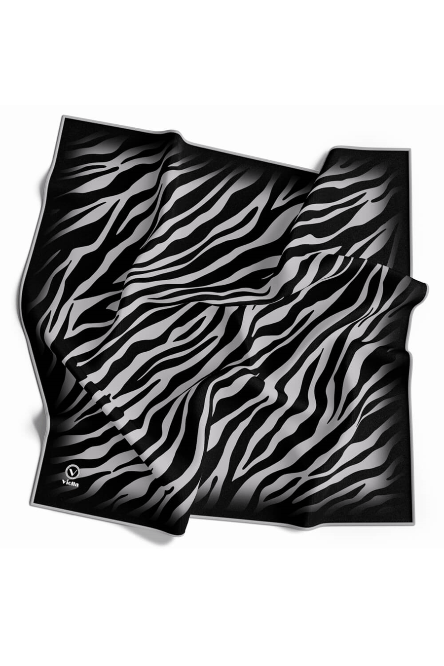 Twill Zebra Desenli Gümüş Renkli 90x90 Eşarp (İpek İçermez) Dikim Şekli : El Dikişi
