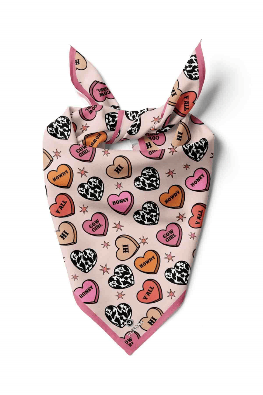 100% Silk Headscarf for Women - 22''x 22'' inch Hair Scarf Heart Pattern Silk Headscarf Bandanas Square Silk 60364
