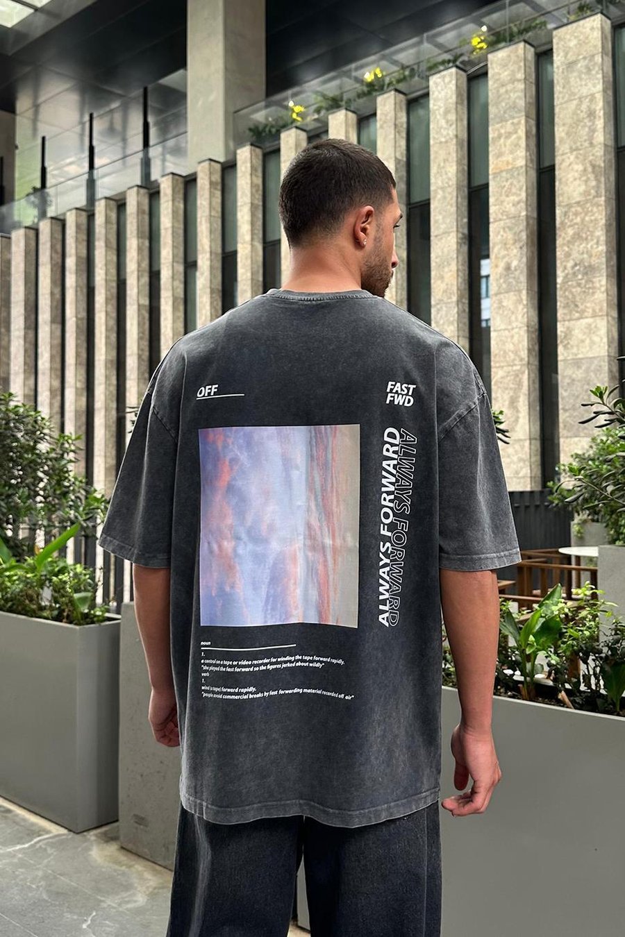 Acid Wash 1989 Always PM Oversize Tişört
