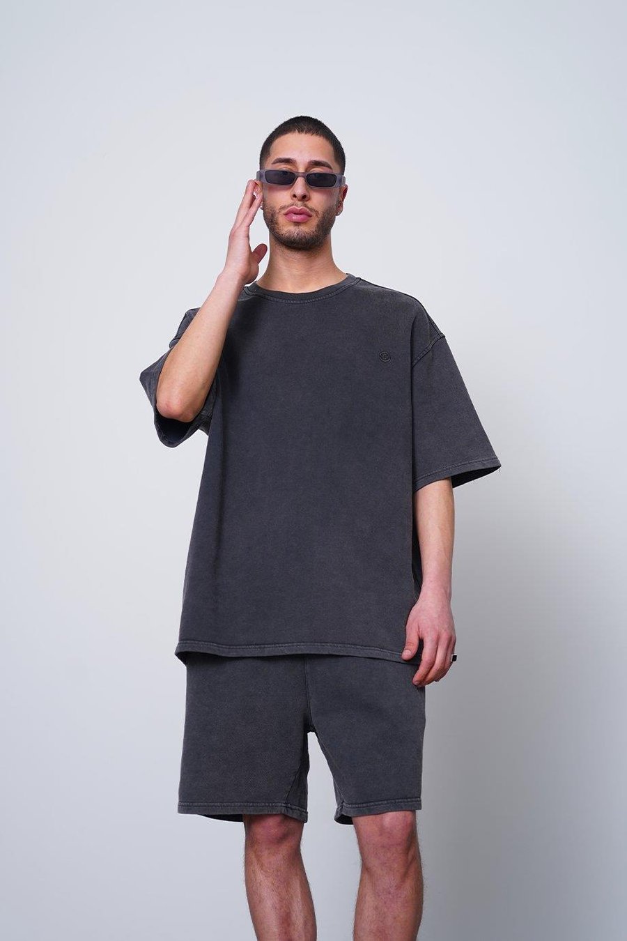 Acid Wash Acid Wash Nakış Detay Premium CH Oversize Tişört