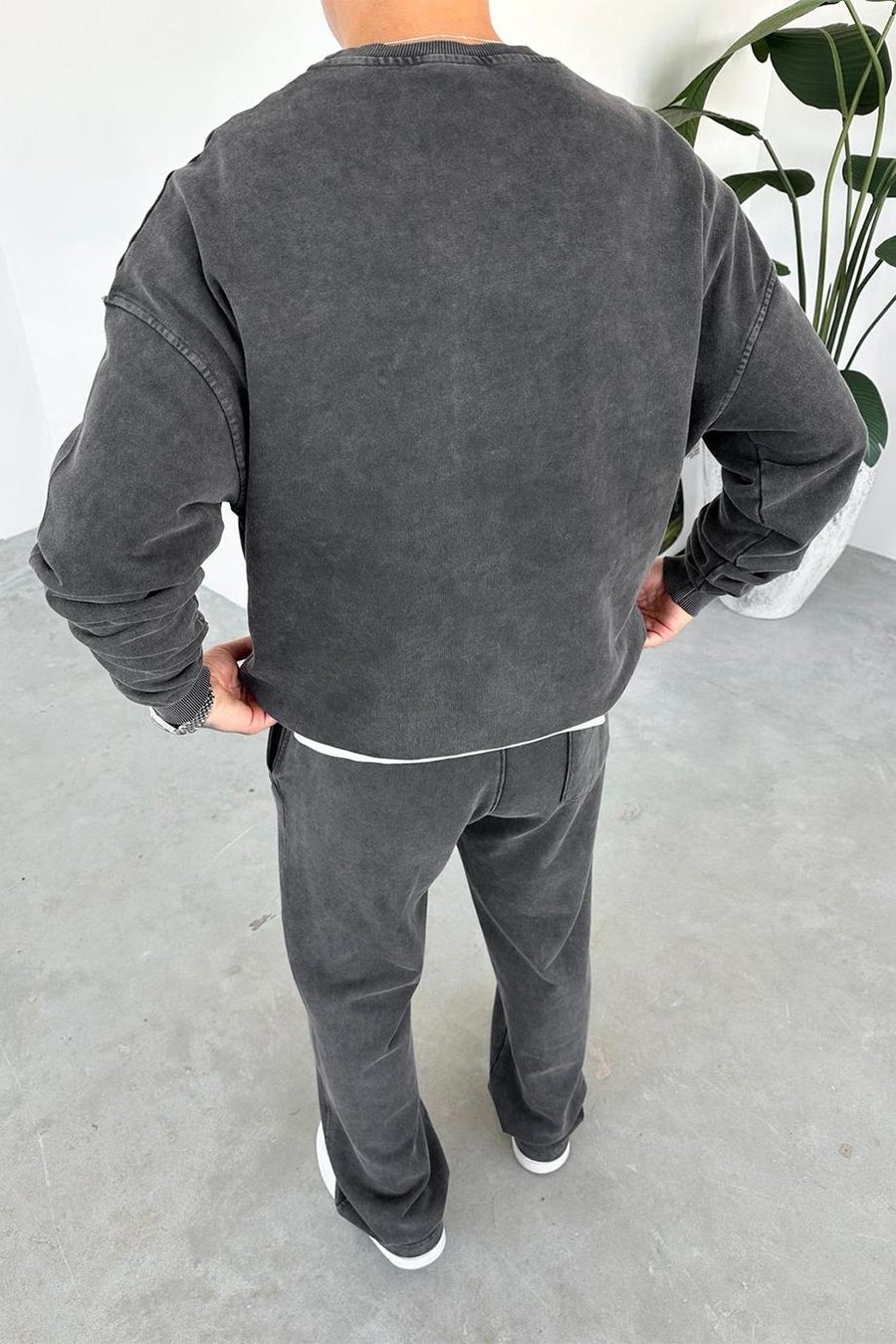 Acid Wash Basic Yıkamalı Oversize Sweat