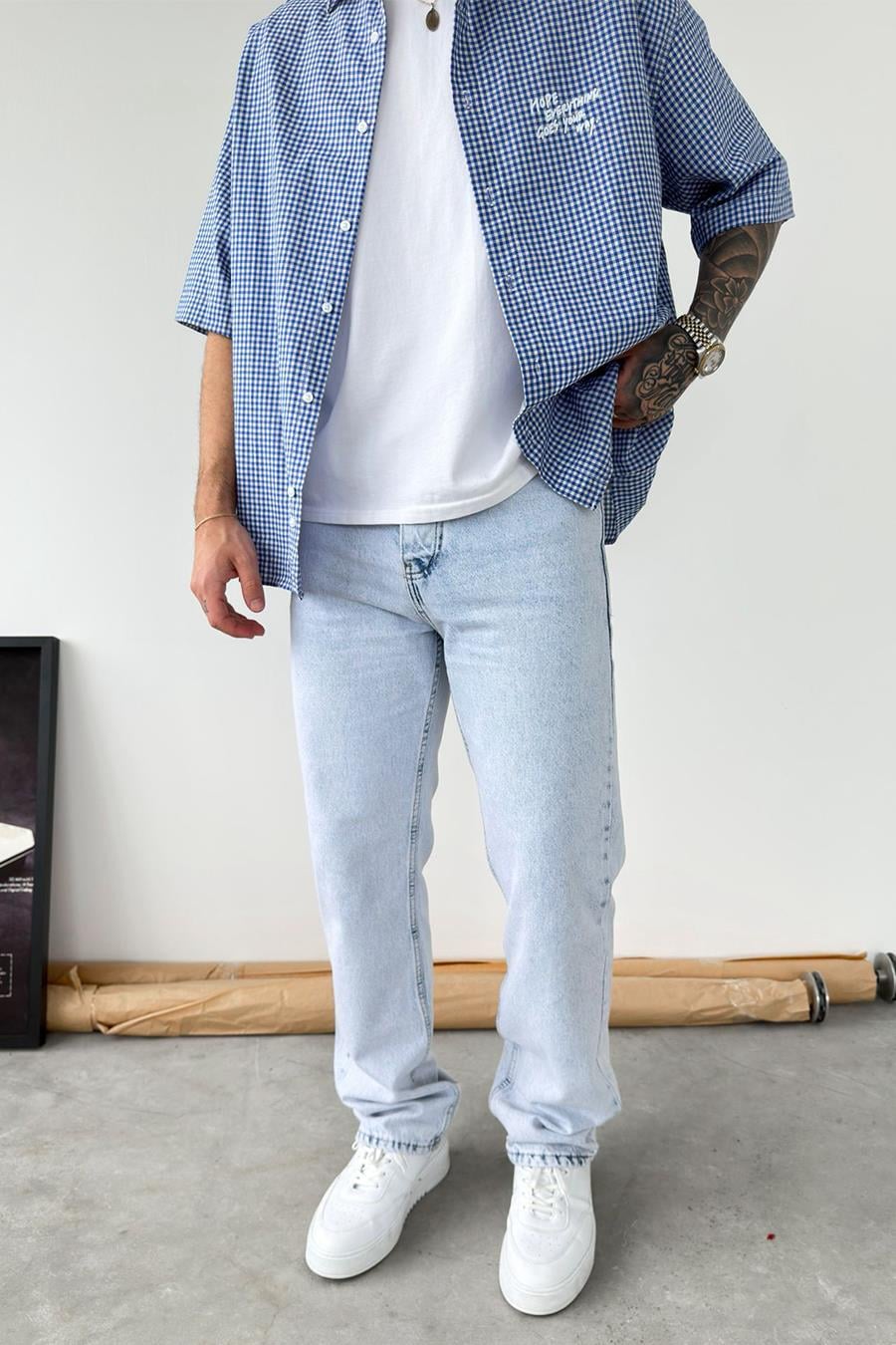 Açık Buz Mavi Basic Baggy Pantolon