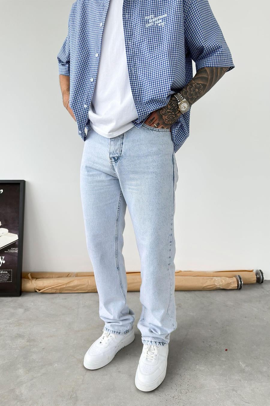 Açık Buz Mavi Basic Baggy Pantolon