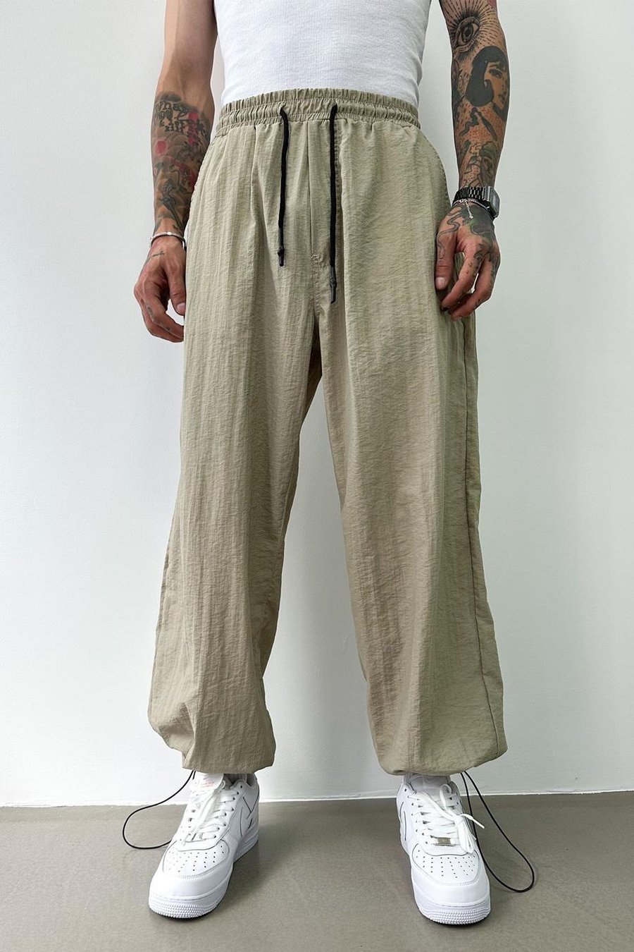 Açık Haki GRJ Paça Ayarlanabilir Paraşüt Baggy Pantolon