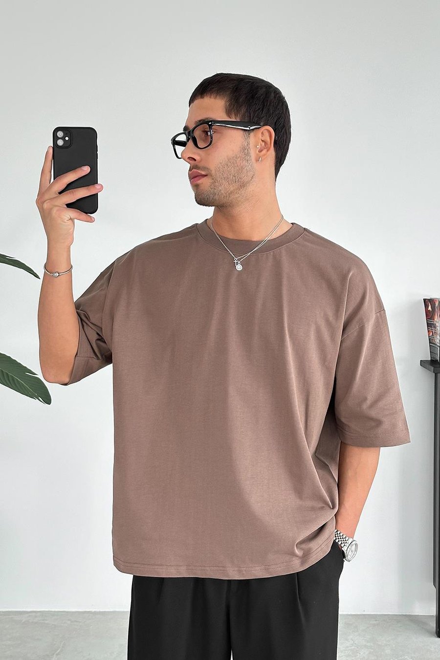 Açık Kahve Cozy Basic Oversize Tişört