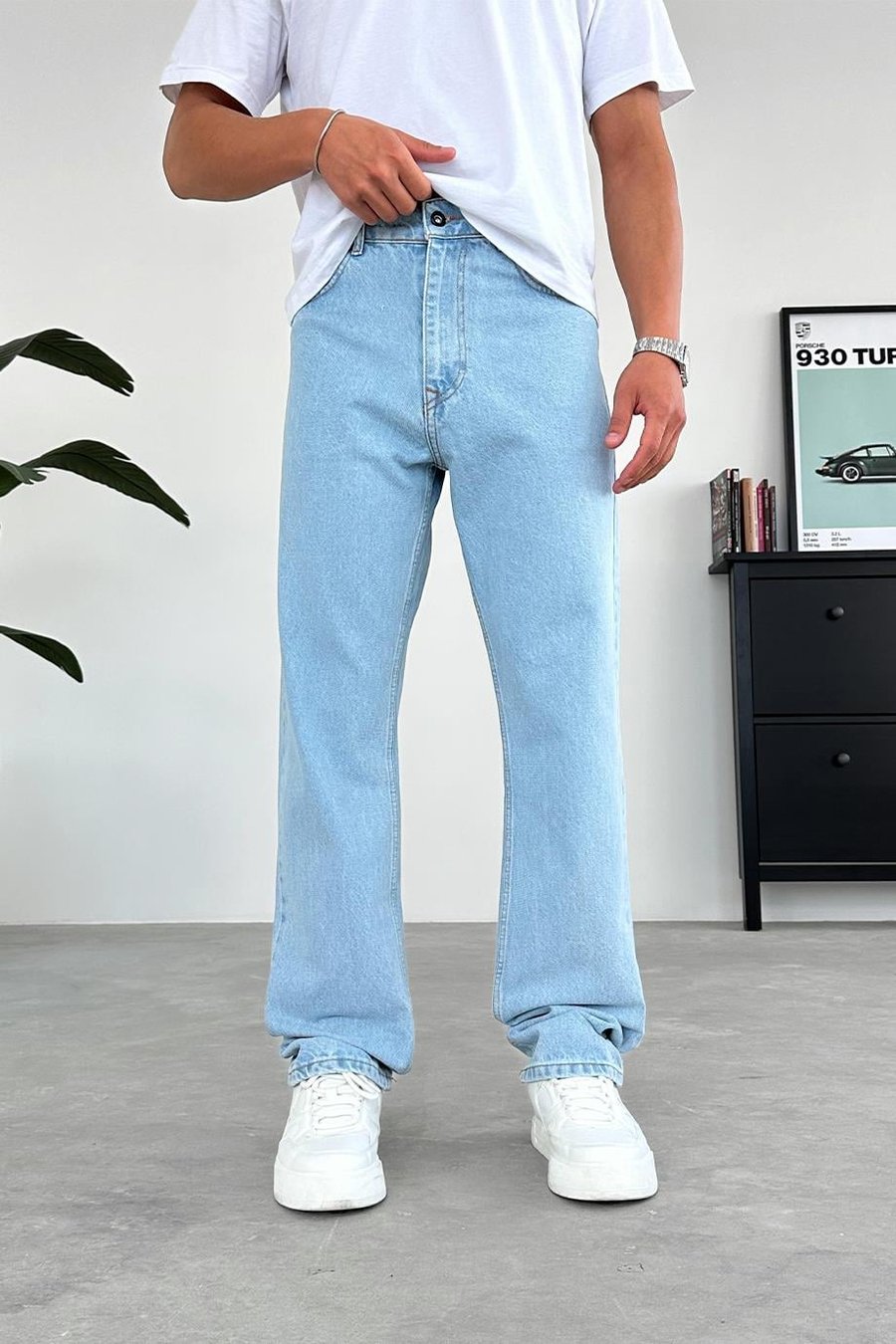 Açık Mavi Basic Baggy Pantolon