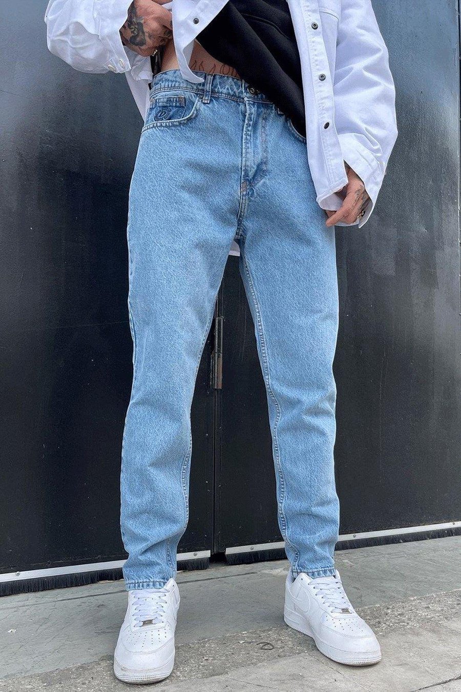 Açık Mavi Dokulu Mavi D1508 Regular Fit Jean