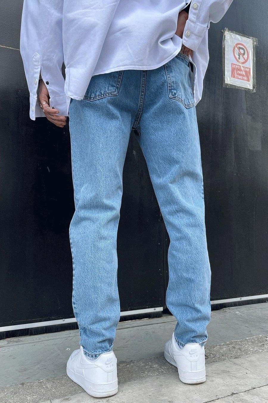 Açık Mavi Dokulu Mavi D1508 Regular Fit Jean