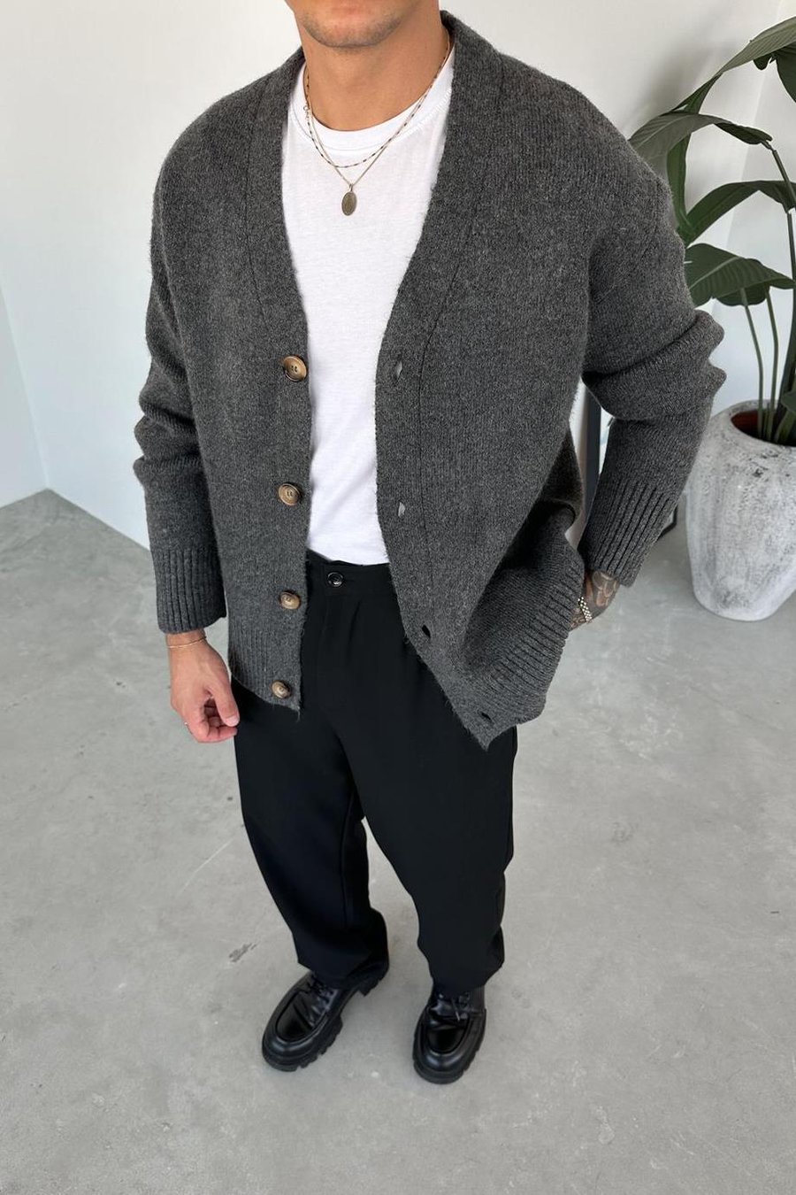 Antrasit Basic Soft Relaxed Hırka